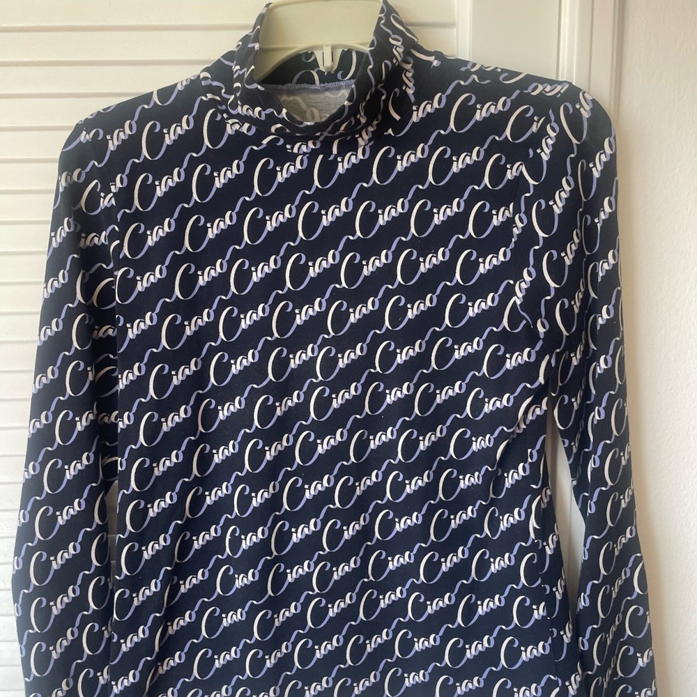 Anthropologie Blue and White Ciao Turtleneck